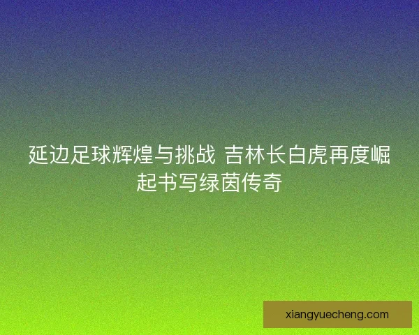 延边足球辉煌与挑战 吉林长白虎再度崛起书写绿茵传奇
